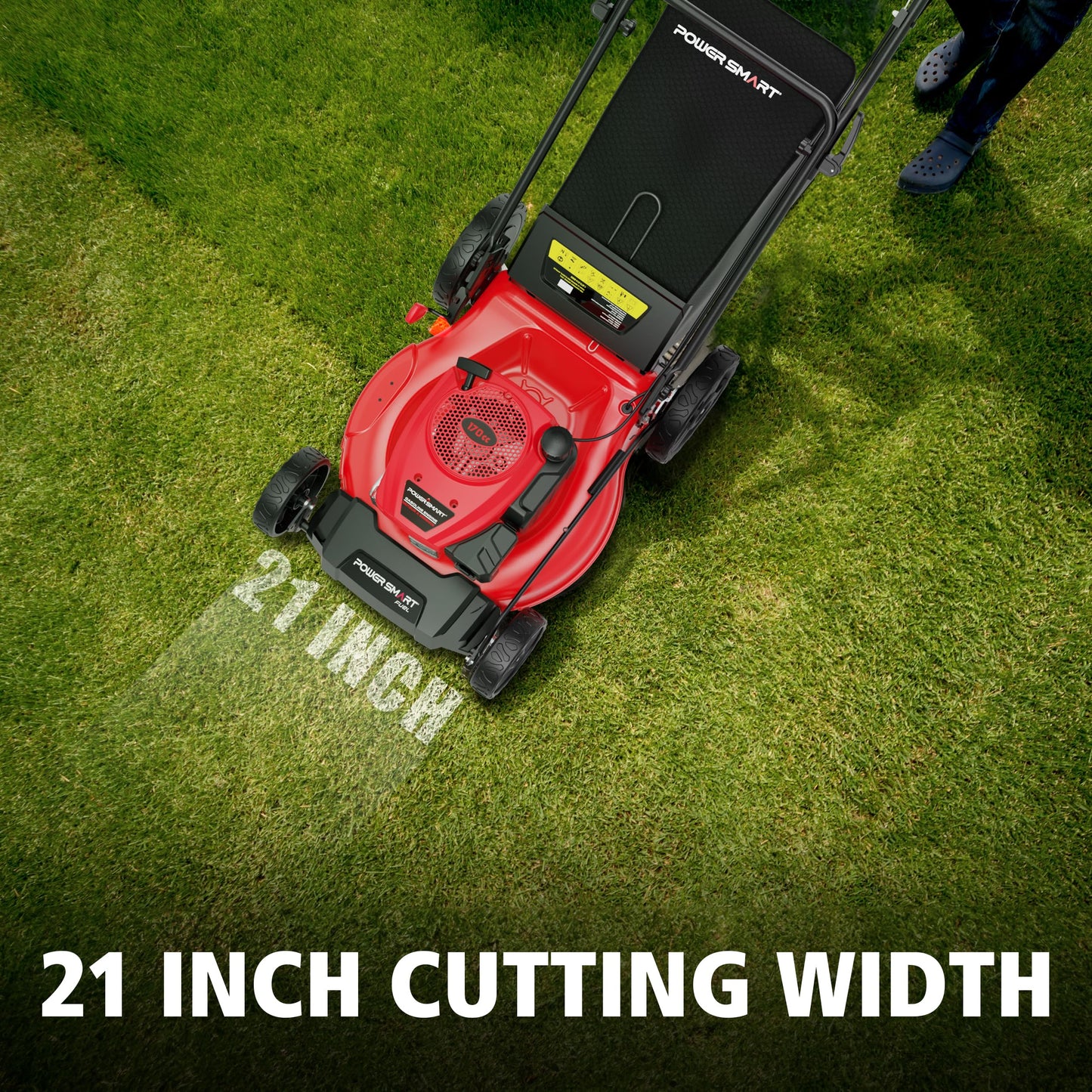 21" Self-Propelled Gas Lawn Mower | 170cc OHV Engine | Rear-Wheel Drive for Slopes | 3-in-1 Bag, Mulch & Discharge | 6 Cutting Heights | Durable Steel Deck| Rear-Wheel Drive | Medium Yard