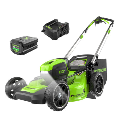 80V 21" Self-Propelled Cordless Lawn Mower – Brushless Motor, LED Lights, 4.0Ah Battery & Rapid Charger (75+ Compatible Tools)
