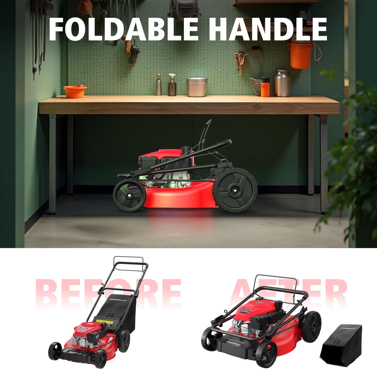 21" Self-Propelled Gas Lawn Mower | 170cc OHV Engine | Rear-Wheel Drive for Slopes | 3-in-1 Bag, Mulch & Discharge | 6 Cutting Heights | Durable Steel Deck| Rear-Wheel Drive | Medium Yard