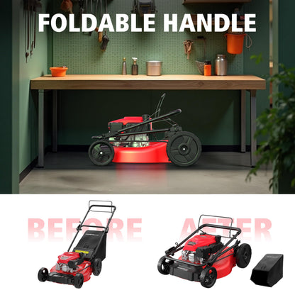 21" Self-Propelled Gas Lawn Mower | 170cc OHV Engine | Rear-Wheel Drive for Slopes | 3-in-1 Bag, Mulch & Discharge | 6 Cutting Heights | Durable Steel Deck| Rear-Wheel Drive | Medium Yard