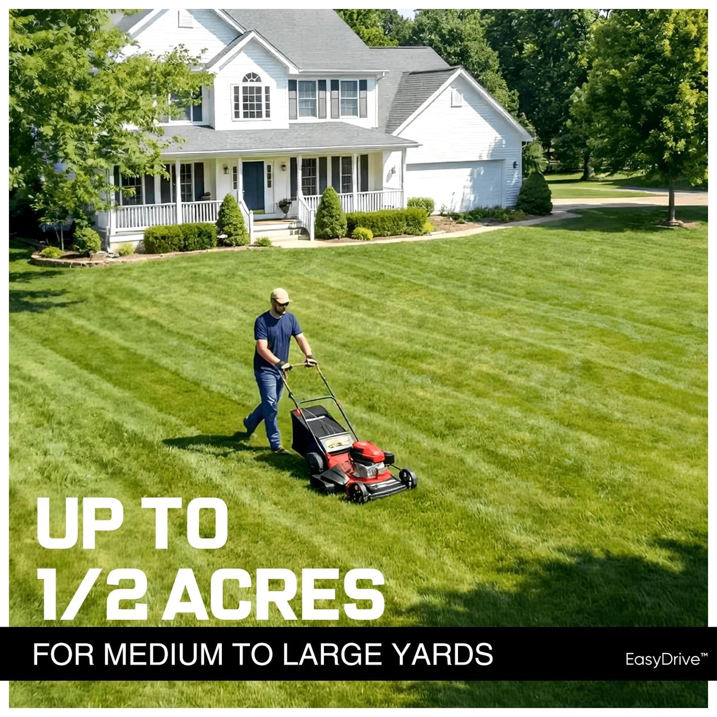 21" Self-Propelled Gas Lawn Mower | 170cc OHV Engine | Rear-Wheel Drive for Slopes | 3-in-1 Bag, Mulch & Discharge | 6 Cutting Heights | Durable Steel Deck| Rear-Wheel Drive | Medium Yard