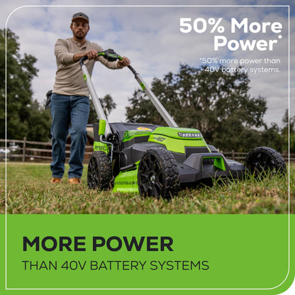 60V 25" Cordless Lawn Mower, Brushless Self-Propelled Electric Mower with 2x4.0Ah Batteries & Dual-Port Charger, 80-Min Runtime for Large Yards (Up to 1 Acre), Quiet Mower for Homeowners