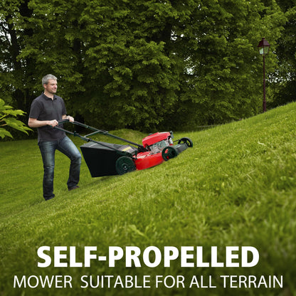 21" Self-Propelled Gas Lawn Mower | 170cc OHV Engine | Rear-Wheel Drive for Slopes | 3-in-1 Bag, Mulch & Discharge | 6 Cutting Heights | Durable Steel Deck| Rear-Wheel Drive | Medium Yard